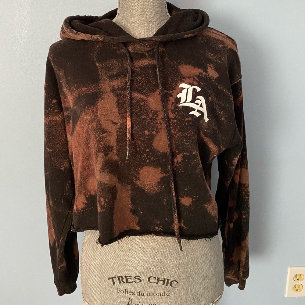 Bleach Dye Cropped Hoodie